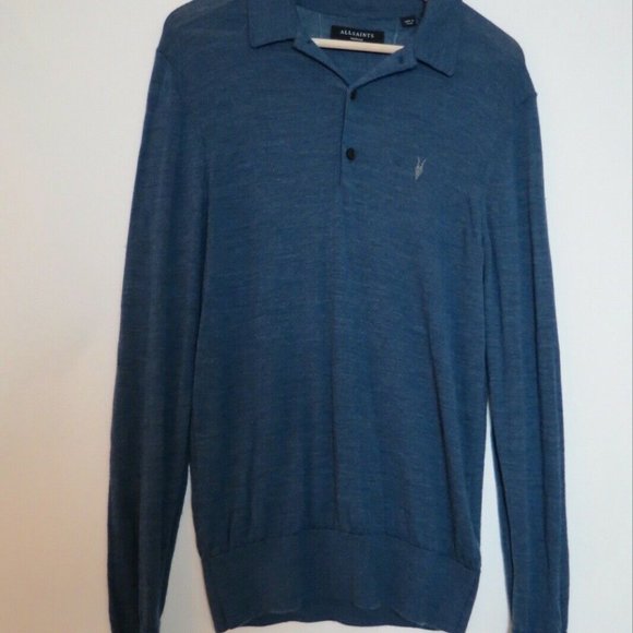 All Saints LS Merino Polo Sweater M - Picture 2 of 5